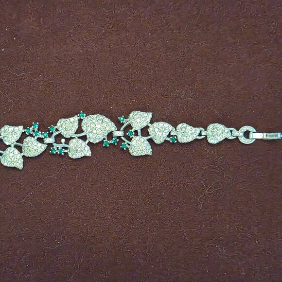 Pennino Jewelry - Signed Pennino Rhinestone Bracelet 7.5” Vintage 1930s–40s NY Designer Jewelry